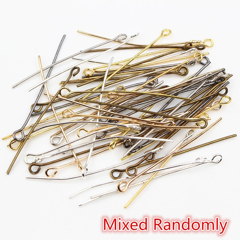 200pcs/bag 16 20 25 30 35 40 45 50mm Eye Head Pins Classic 7 colors Plated Eye Pins For Jewelry Findings Making DIY Supplies - Quid Mart