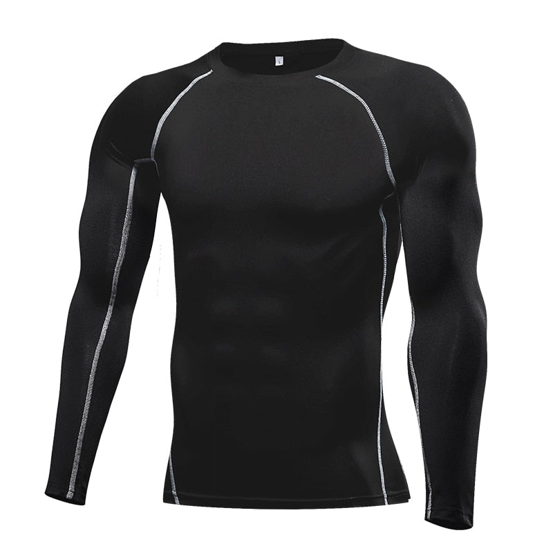 Men Compression Running T Shirt Fitness Tight Long Sleeve Sport Tshirt Training Jogging Shirts Gym Sportswear Quick Dry Rashgard - Quid Mart