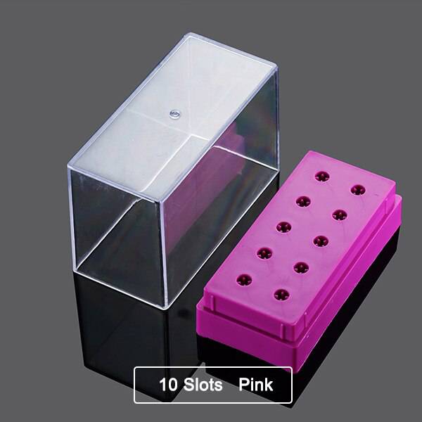 20 Slots Clear Nail Drill Bit Brush Plastic Storage Box Holder Container Manicure Cutters Display Nail Accessories Nail Art Tool - Quid Mart