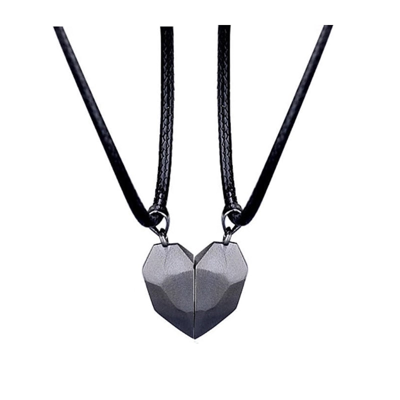 2Pcs Magnetic Couple Necklace Lover Heart Distance Paired Pendant Projection Necklaces For Women Jewelry Valentine&#39;s Day Gift - Quid Mart