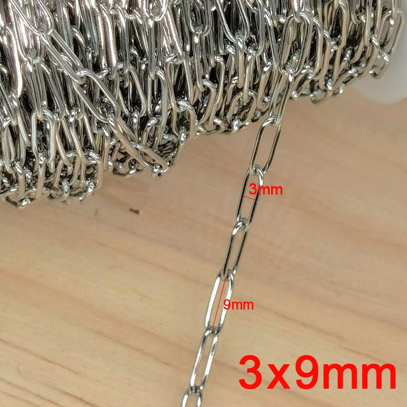 2meter Stainless Steel Necklace Chain for Diy Jewelry Making Rolo Cable Link Bulk Chains Handmade Neckalce Bracelet Accessories - Quid Mart