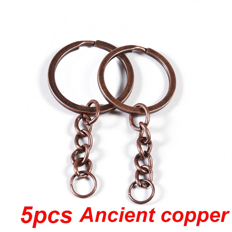 5-20pcs  Key Chain Key Ring Keychain Bronze Rhodium Gold Color 28mm Long Round Split Keyrings DIY Jewelry Making Wholesale - Quid Mart