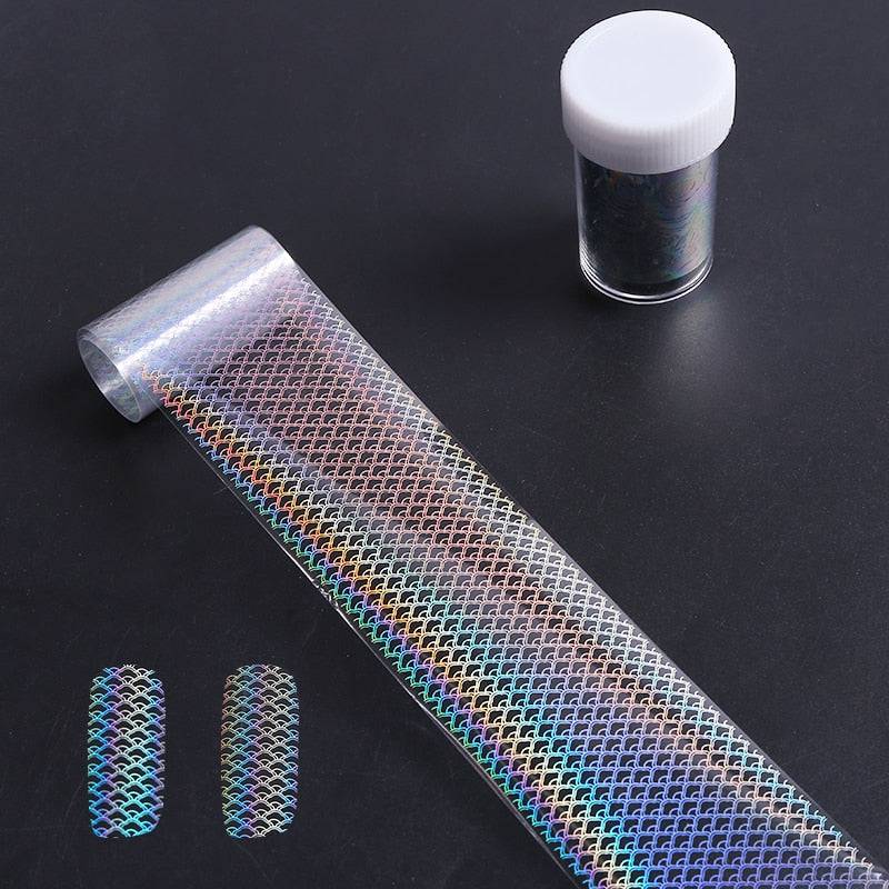 4*100cm/Roll Holographic Nail Foil Flame Dandelion Panda Bamboo Holo Nail Art Transfer Sticker Water Slide Nail Art Decals - Quid Mart