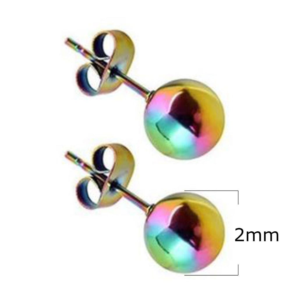 Stainless Steel Ear Post Stud Earrings For Women Men Jewelry Gold Silver Color Ball 2-8mm Dia Fashion Jewelry Wholesale, 1 Pair - Quid Mart