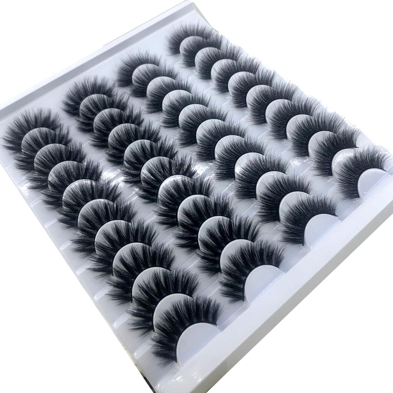 20 Pairs 18-25 mm 3d Mink Lashes Bulk Faux Thick Long Wispy Natural Mink Lashes Pack Short Wholesales Natural False Eyelashes - Quid Mart