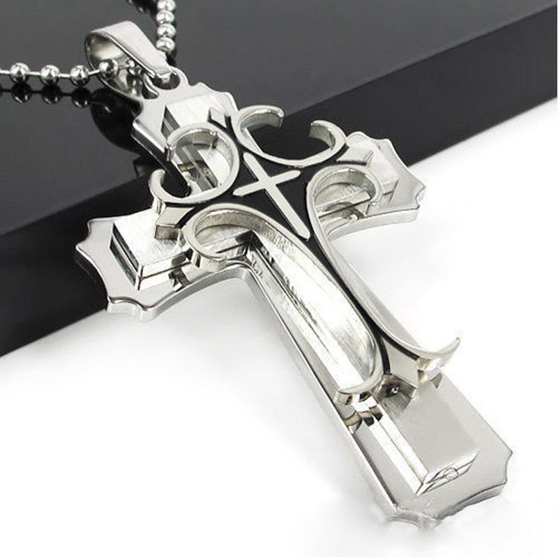 2023 Fashion New Black Rectangle Pendant Necklace Men collar Trendy Simple Stainless Steel Chain Men Necklace Jewelry Gift - Quid Mart