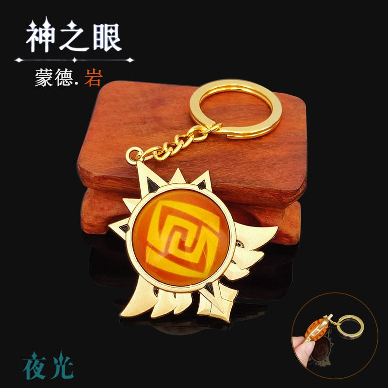 Game Genshin Impact Vision Lnazuma Ganyu Keqing Wendi Xiao Keychain Luminous 7 Element Weapons Eye Of Original God Toy KeyRing - Quid Mart