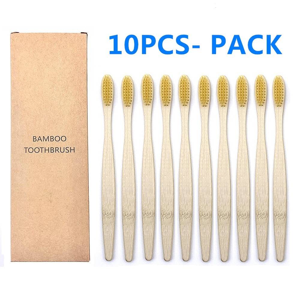 10PCS Biodegradable Bamboo Toothbrush Teeth Colorful Bristle Natural Bamboo Tooth brush Dental Eco Bambou Toothbrushes - Quid Mart