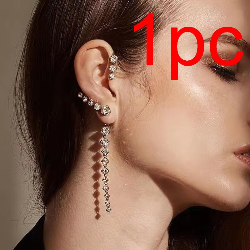 Kpop Shiny Zircon Butterfly Earcuff For Women Without Piercing Earrings 2023 Fashion Ear Clip Earrings Bride Wedding Jewelry - Quid Mart