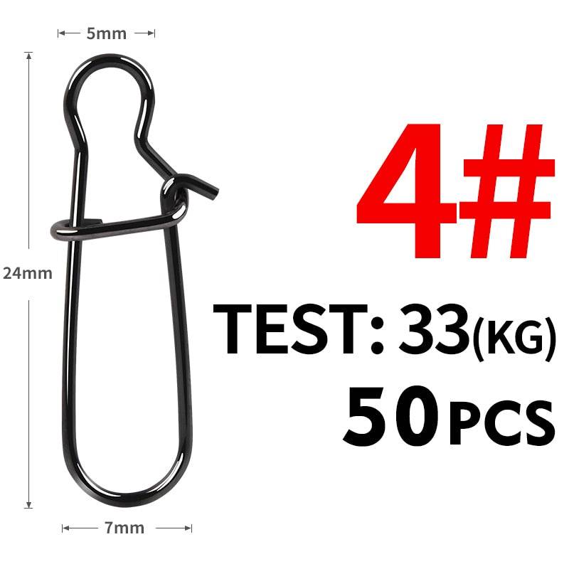 Meredith 50pcs Stainless Steel Fishing Connector Fast Clip Lock Snap Swivel Solid Rings Safety Snaps Fishing Hook Tool Snap - Quid Mart