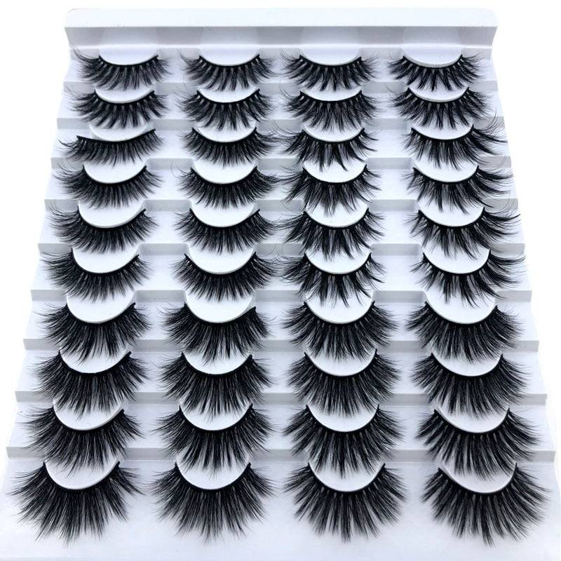 New 20 pairs natural false eyelashes fake lashes long makeup 3d mink eyelashes eyelash extension mink eyelashes for beauty - Quid Mart