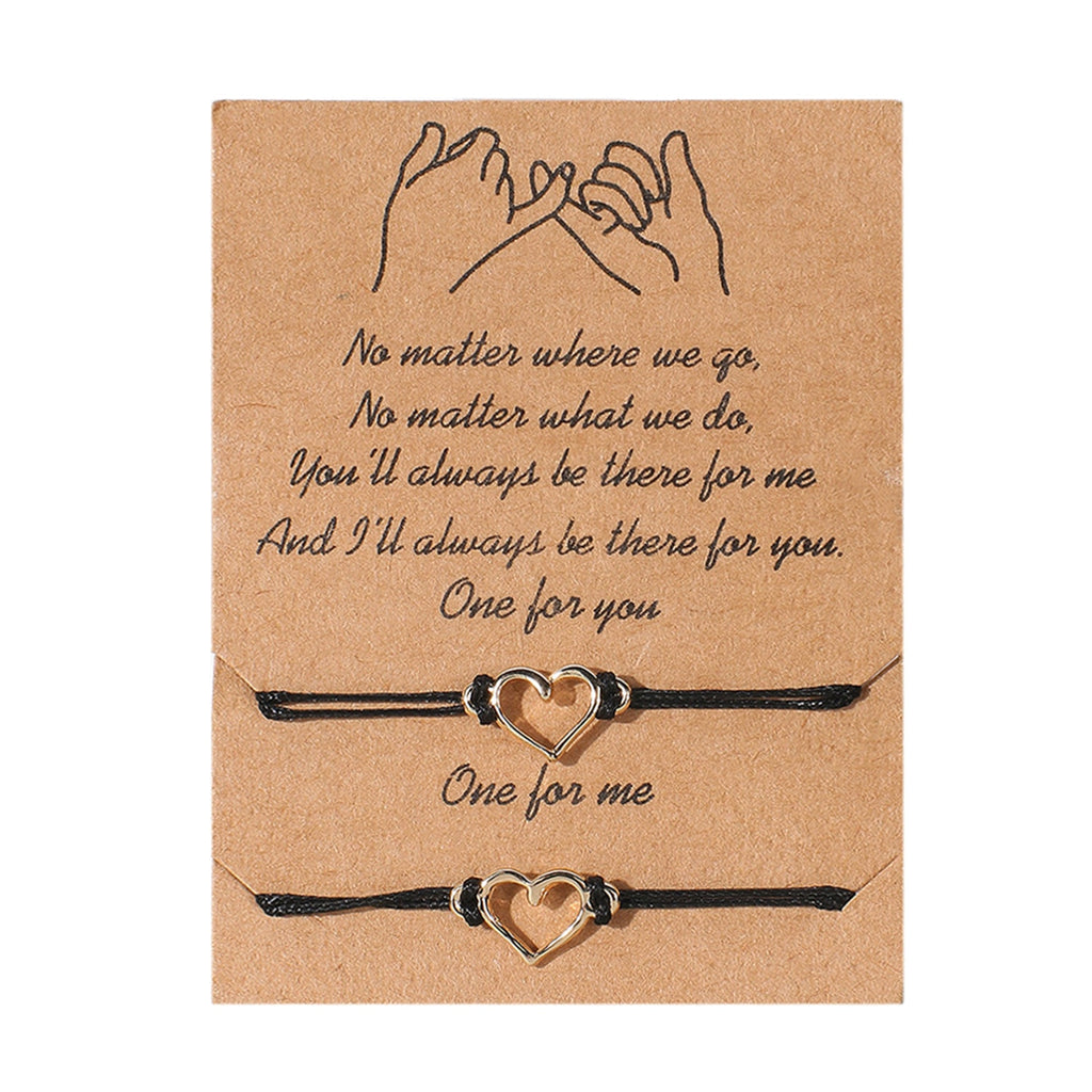 2 PCS/Set Couple Bracelet For Women Lover Sun Moon Star Heart Handmade Braided Rope Charm Friendship Girlfriend Jewelry Gift - Quid Mart