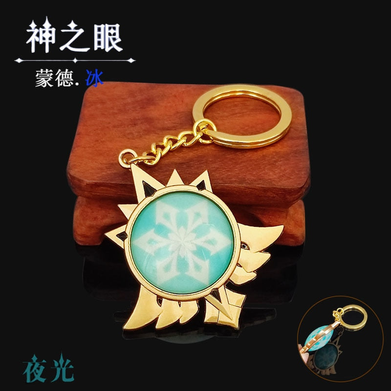 Game Genshin Impact Vision Lnazuma Ganyu Keqing Wendi Xiao Keychain Luminous 7 Element Weapons Eye Of Original God Toy KeyRing - Quid Mart