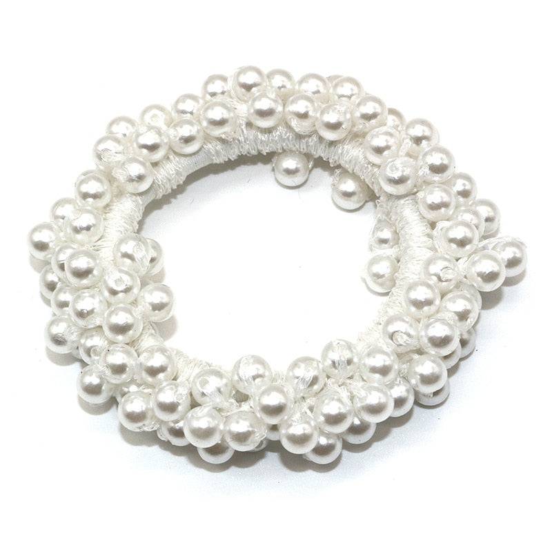 Woman's Big Pearl Hair Ties - Korean Style Hairband Scrunchies - Quid Mart