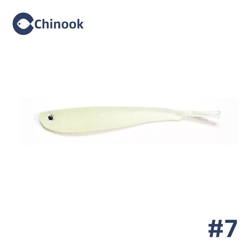 Chinook 5pcs Lure Soft Bait SoftFish Fork Tail with or without Hook Fluke Swimbaits Jerkbaits Silicone Fish Bait Fishing Tackle - Quid Mart