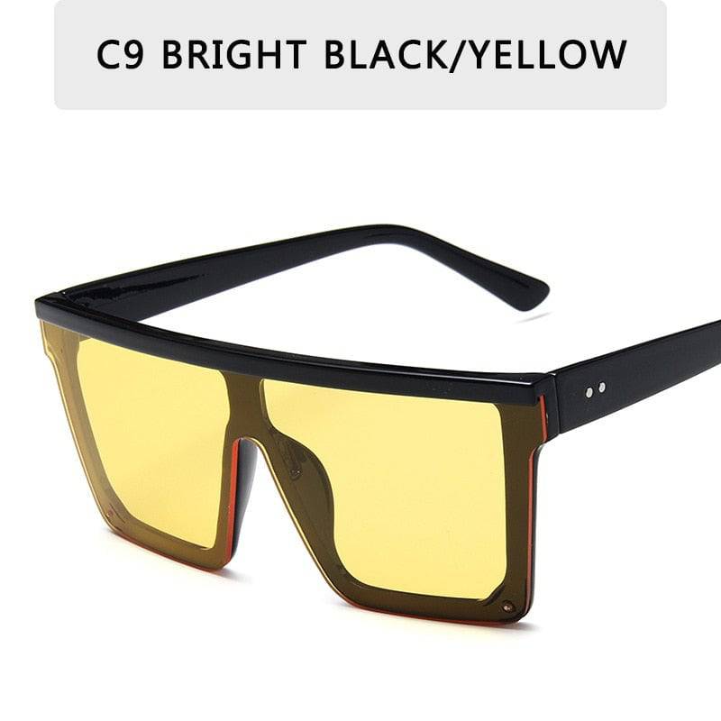 2023 Vintage Flat Top Sunglasses - Black Square UV400 Gradient Shades - Quid Mart