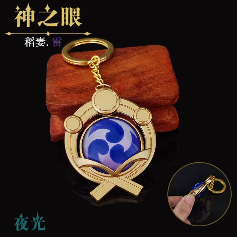 Game Genshin Impact Vision Lnazuma Ganyu Keqing Wendi Xiao Keychain Luminous 7 Element Weapons Eye Of Original God Toy KeyRing - Quid Mart