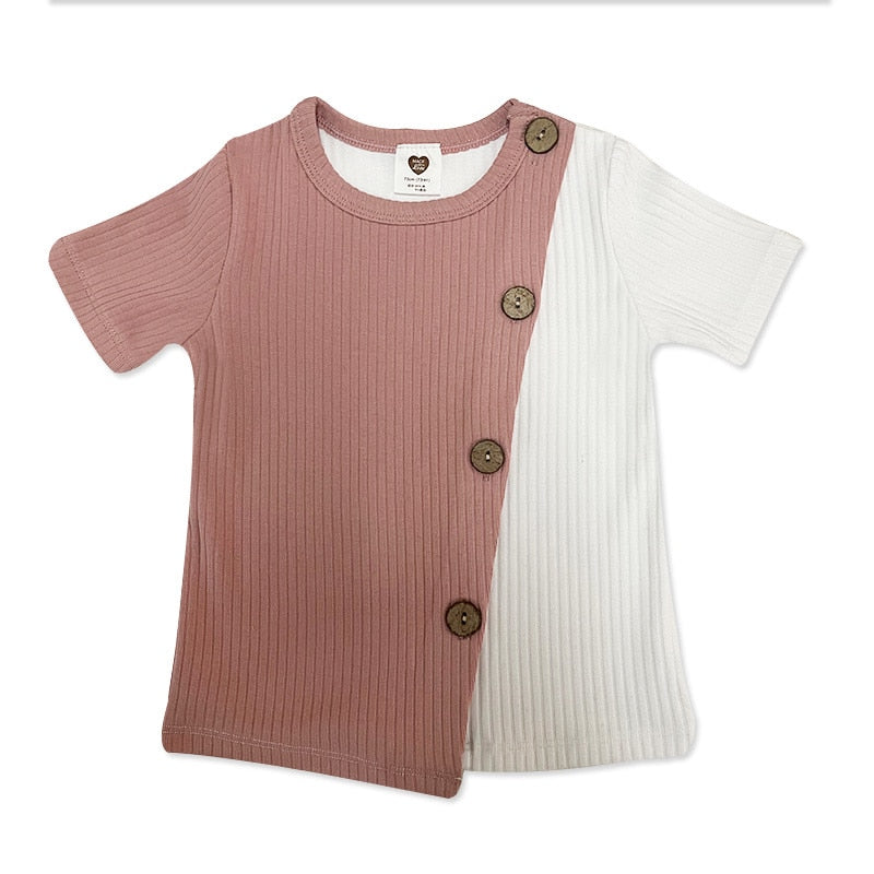 Kids T-shirt: Round Neck, Short Sleeves, Stylish, Ribbed - Quid Mart