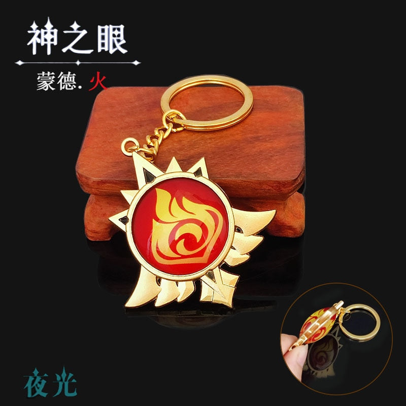 Game Genshin Impact Vision Lnazuma Ganyu Keqing Wendi Xiao Keychain Luminous 7 Element Weapons Eye Of Original God Toy KeyRing - Quid Mart