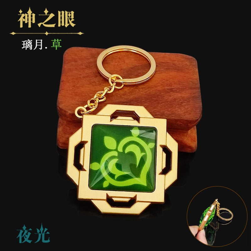 Game Genshin Impact Vision Lnazuma Ganyu Keqing Wendi Xiao Keychain Luminous 7 Element Weapons Eye Of Original God Toy KeyRing - Quid Mart