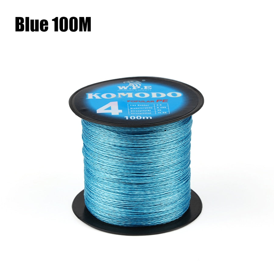 W.P.E KOMODO Series Braided Fishing Line 4 Strands 100M 150M 300M PE Braided Fishing Wire 0.6#-4.0# 10-40lb Carp Fishing Tackle - Quid Mart