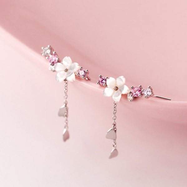 New Korea Sweet Cute Flower Crystal Temperament Geometric Shiny Zircon Earrings Statement Earrings for Women Girl Pendientes - Quid Mart