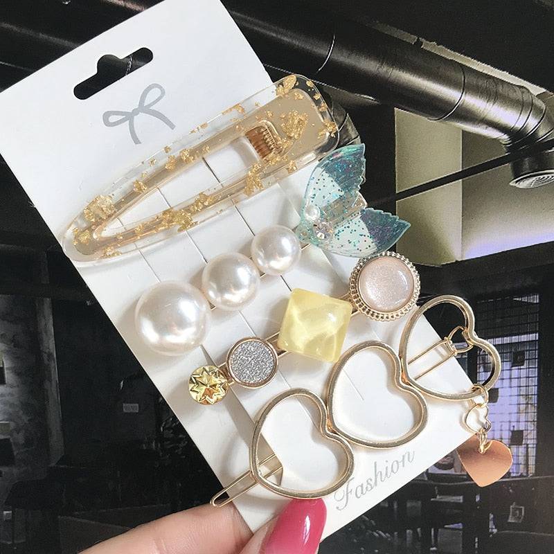 New Fashion 3/4pcs Set Pearl Hair Clip For Women Korean Hairpin Geometric Crystal Hair Barrettes Girl Hair Accessories Hairgrip - Quid Mart