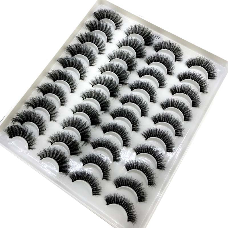 20 Pairs 18-25 mm 3d Mink Lashes Bulk Faux Thick Long Wispy Natural Mink Lashes Pack Short Wholesales Natural False Eyelashes - Quid Mart