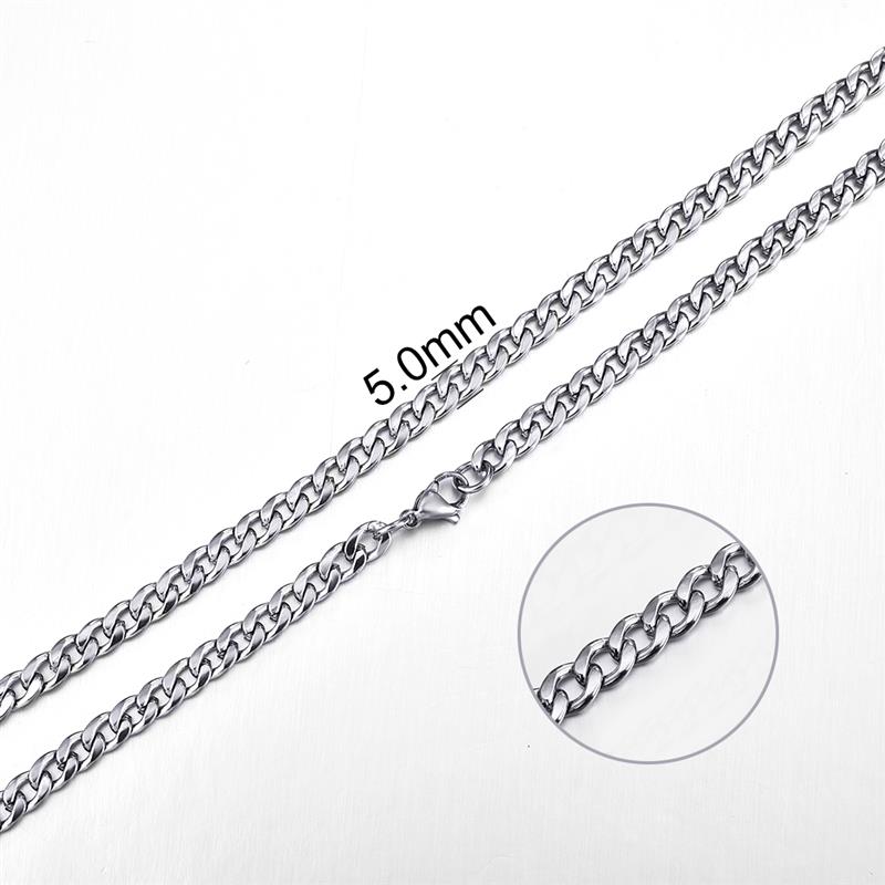 Jiayiqi 2mm-7mm Rope Chain Necklace Stainless Steel Never Fade Waterproof Choker Men Women Jewelry Silver Color Chains Gift - Quid Mart