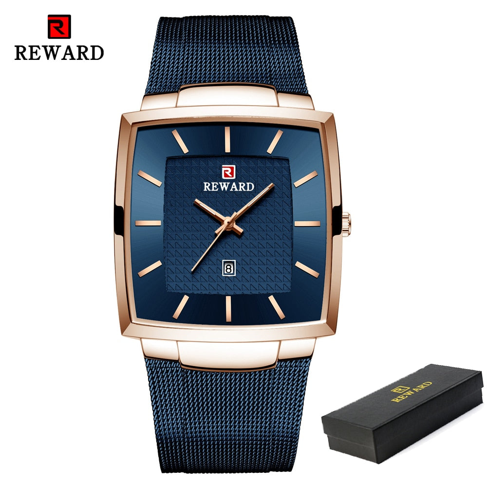 REWARD Fashion Blue Men&#39;s Watches 2023 New Top Luxury Brand Watch Men Business Waterproof Stainless Steel Quartz Wristwatch - Quid Mart