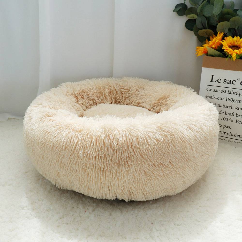 Pet Dog Bed Warm Fleece Round Dog Kennel House Long Plush Winter Pets Dog Beds For Medium Large Dogs Cats Soft Sofa Cushion Mats - Quid Mart