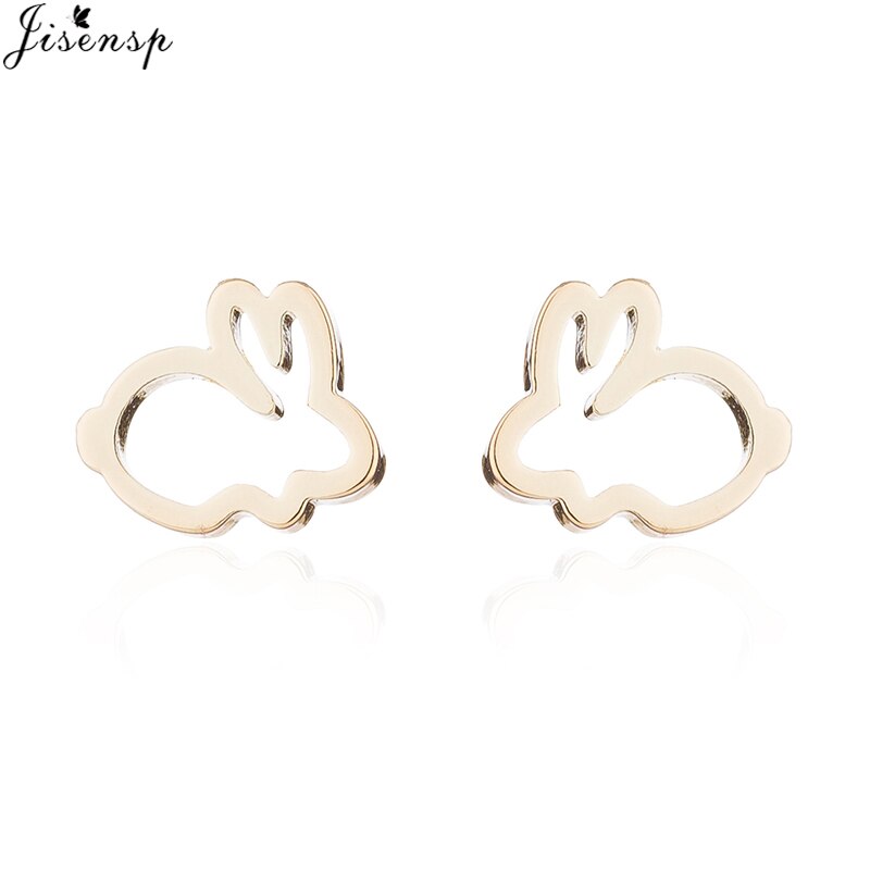 Jisensp Silver Plated Earrings Lovely Tiny Rabbit Ear Stud for Women Girls Cartoon Bunny Earring Fashion Jewelry Gift - Quid Mart