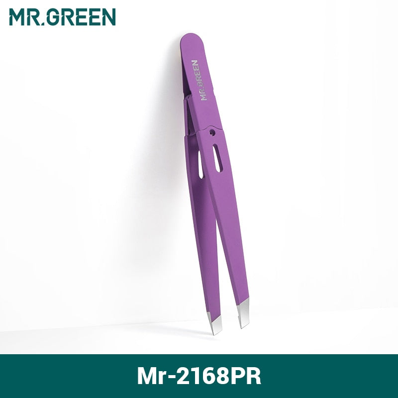 MR.GREEN  Eyebrow Tweezer Colorful Hair Beauty Fine Hairs Puller Stainless Steel Slanted Eye Brow Clips Removal Makeup Tools - Quid Mart