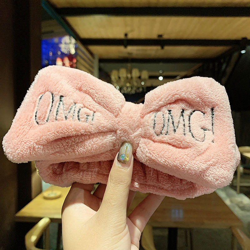 New Letter OMG Coral Fleece Soft Bow Headbands - Cute Hairbands - Quid Mart