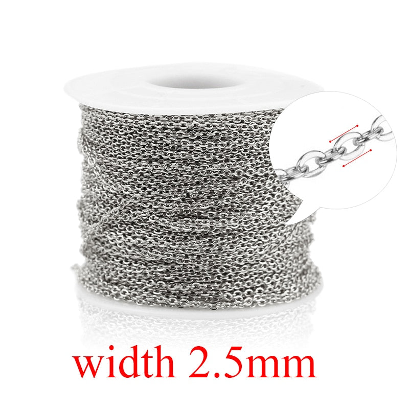 2m Stainless Steel Cable Rose Gold Chain Silver Chains Necklace for Diy Jewelry Making Supplies Bulk Items Wholesale Lots Rope - Quid Mart