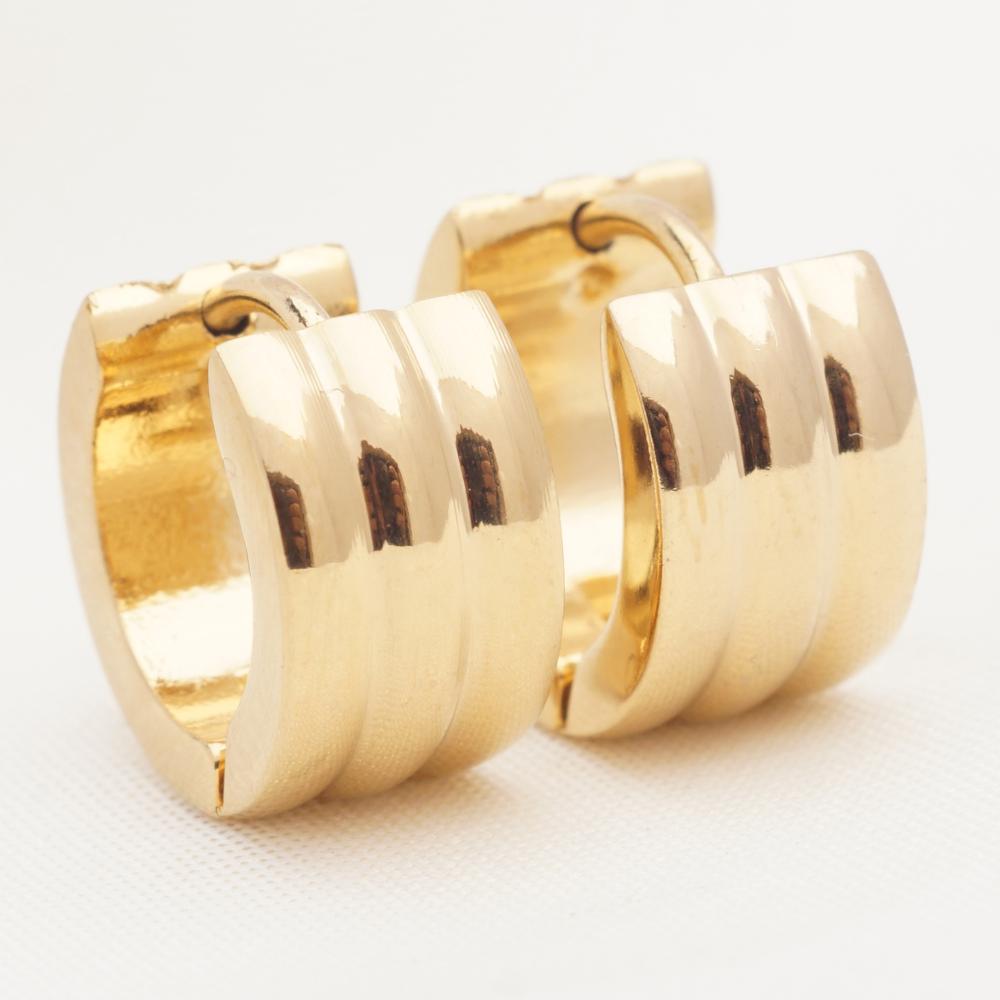 ESSFF 1Pair Stainless Steel Circle Hoop Earrings for Women and Men Gold Color Fashion Jewelry Wholesale - Quid Mart