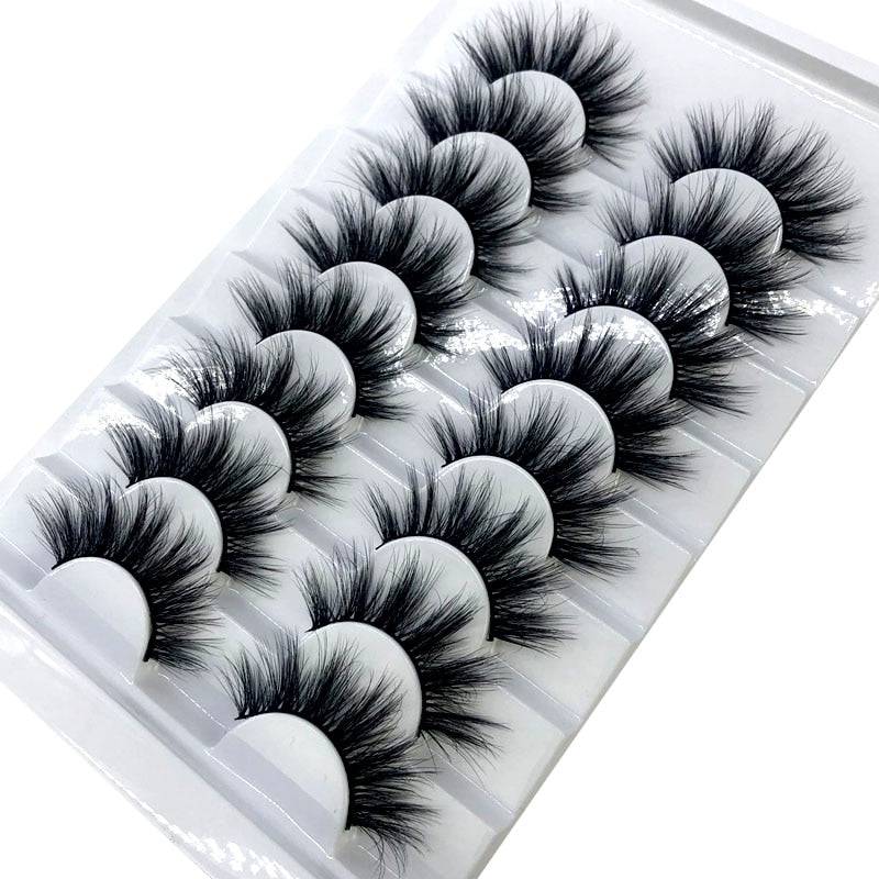 HBZGTLAD New 7/8 pairs 15-25mm natural 3D false eyelashes fake lashes makeup kit Mink Lashes extension mink eyelashes maquiagem - Quid Mart