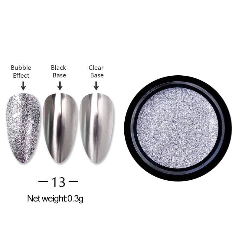 Gold Silver Mirror Powder Nail Art Glitter Rose Gold Champange UV Gel Polish Chrome Dust Metallic Effect Pigment Decoration - Quid Mart