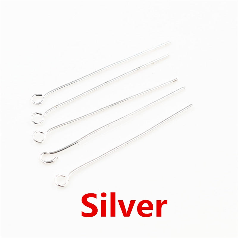 200pcs/bag 16 20 25 30 35 40 45 50mm Eye Head Pins Classic 7 colors Plated Eye Pins For Jewelry Findings Making DIY Supplies - Quid Mart