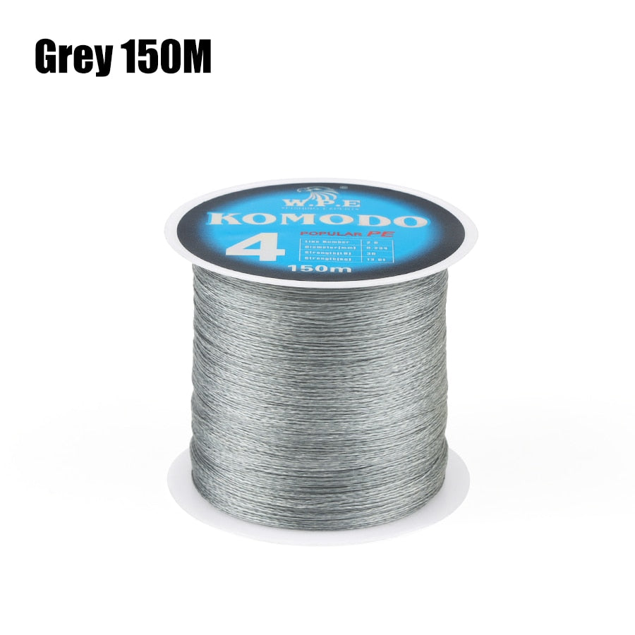 W.P.E KOMODO Series Braided Fishing Line 4 Strands 100M 150M 300M PE Braided Fishing Wire 0.6#-4.0# 10-40lb Carp Fishing Tackle - Quid Mart