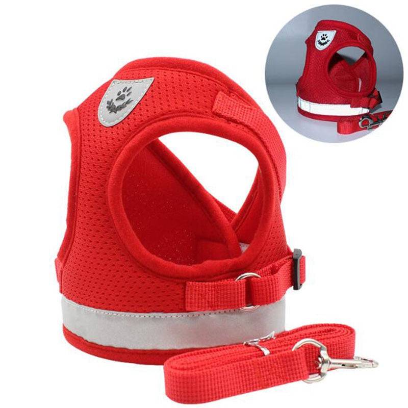 Vest Harness Leash Adjustable Mesh Vest Dog Harness Collar Chest Strap Leash Harnesses With Traction Rope XS/S/M/L/XL - Quid Mart