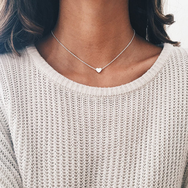 Tiny Heart Choker Necklace for Women Silver Color Chain Smalll Love Necklace Pendant on neck Bohemian Chocker Necklace Jewelry - Quid Mart