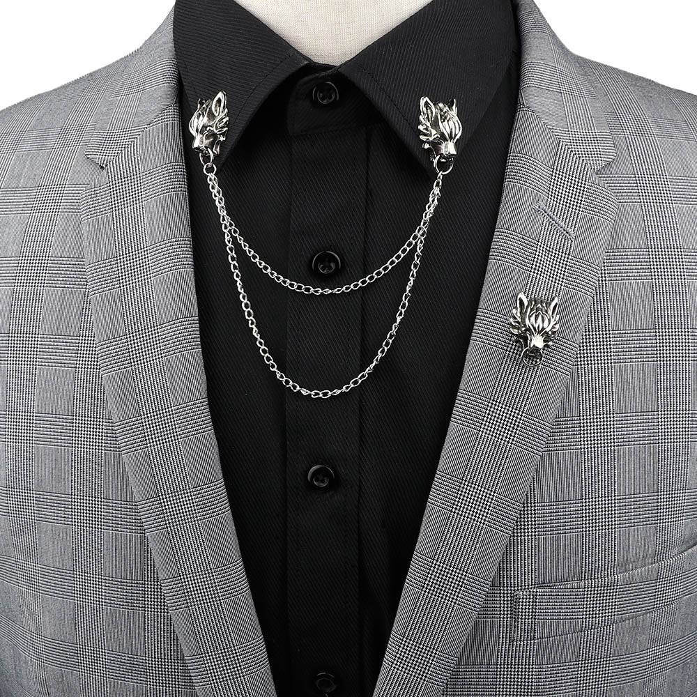 Dragon Badge Tassel Chain Lapel Pin for Man's Suit, Wedding, Party, Dance - Quid Mart