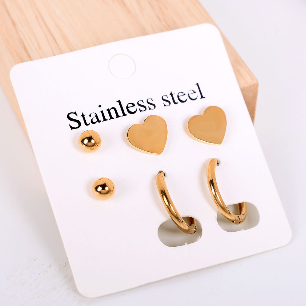 Stainless Steel Earrings Small Cute Butterfly Star Moon Heart Stud Earrings Set Punk Piercing Earing Women&#39;s Minimalist Jewelry - Quid Mart