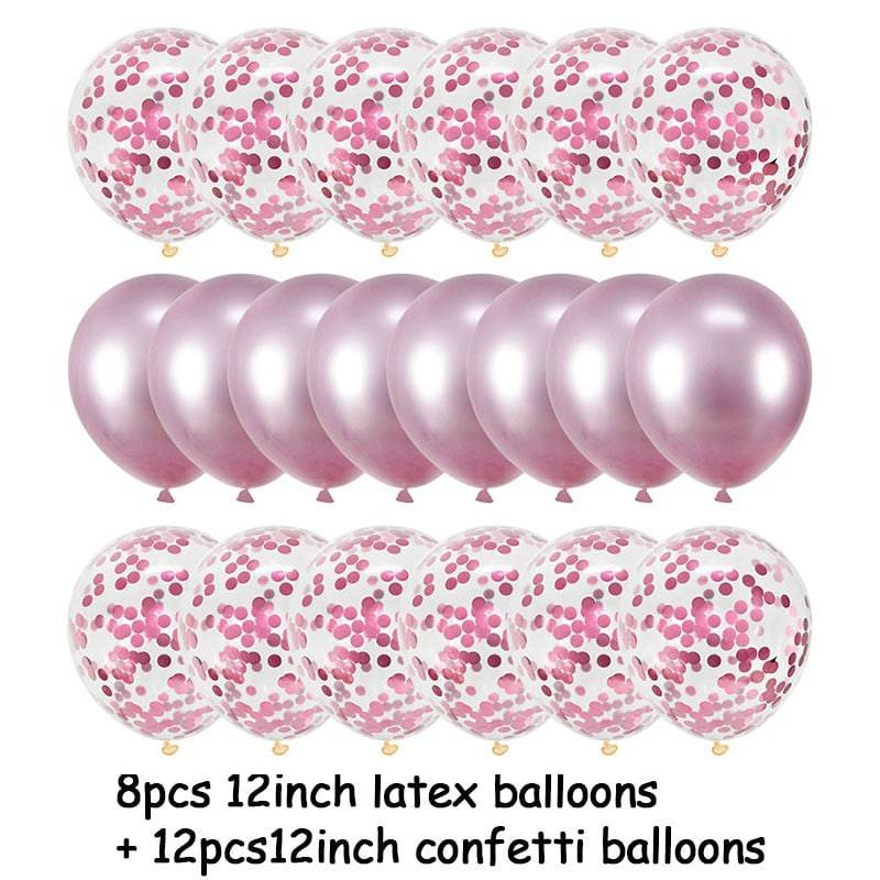 20Pcs Rose Gold Balloon Set Confetti Metallic Balloons Birthday Party Wedding Decoration Anniversary Globals Baby Shower Balloon - Quid Mart