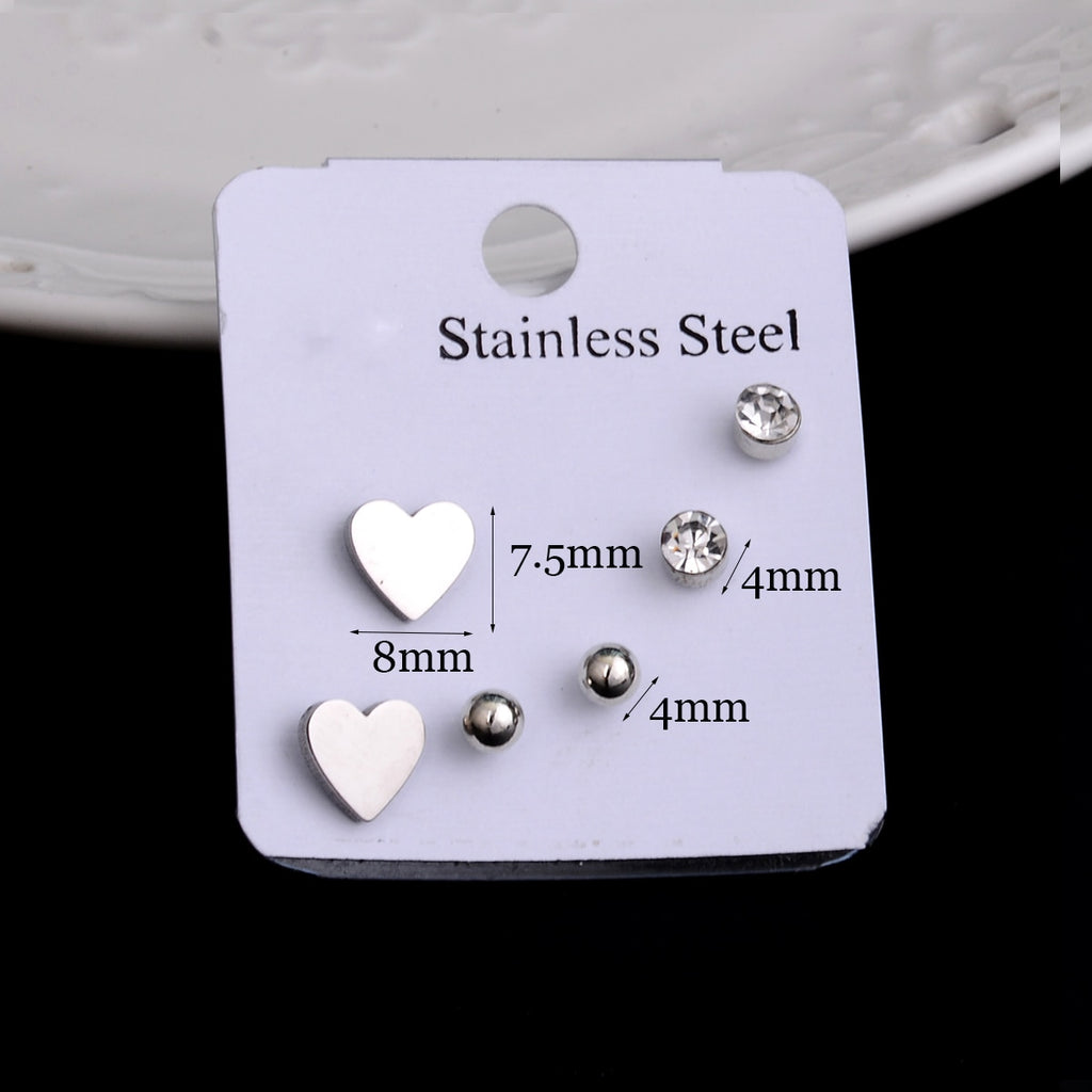 Stainless Steel Earrings Small Cute Butterfly Star Moon Heart Stud Earrings Set Punk Piercing Earing Women&#39;s Minimalist Jewelry - Quid Mart