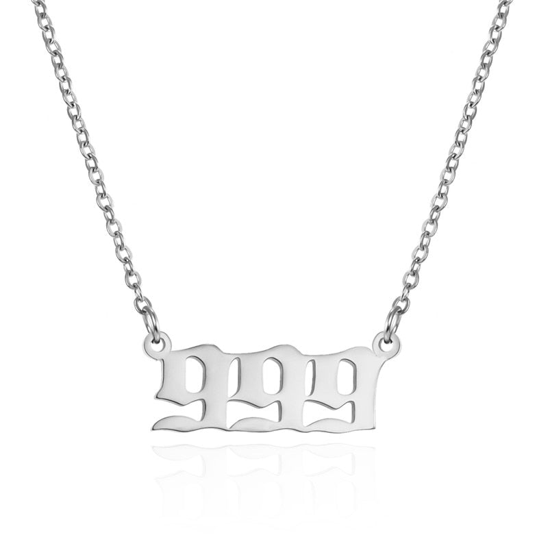 Stainless Steel Angel Number Necklace 111 222 333 444 555 666 777 888 999 For Women Men Lucky Number Chain Necklaces Jewelry - Quid Mart