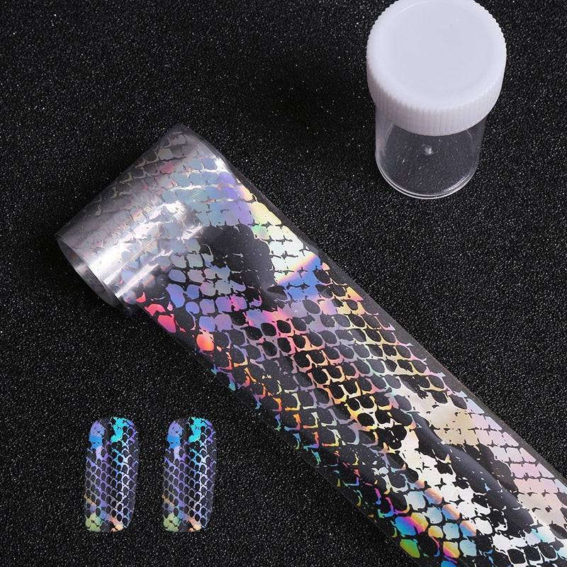 4*100cm/Roll Holographic Nail Foil Flame Dandelion Panda Bamboo Holo Nail Art Transfer Sticker Water Slide Nail Art Decals - Quid Mart