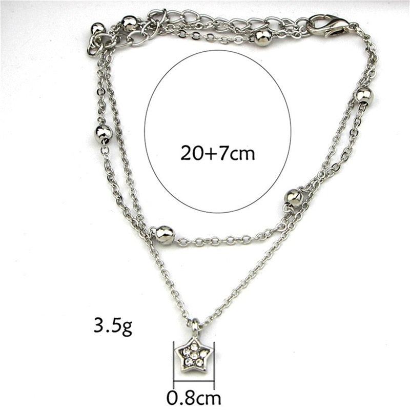 Boho Style Star Anklet Fashion Multilayer Foot Chain 2023 Handcuffs Ankle For Women Bracelet Beach Accessories Gift цепочка - Quid Mart