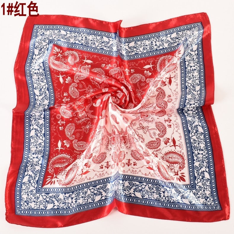 Satin Scarf: Luxury Designer, Retro Paisley Print, Small Bag Wrap for Women - Quid Mart